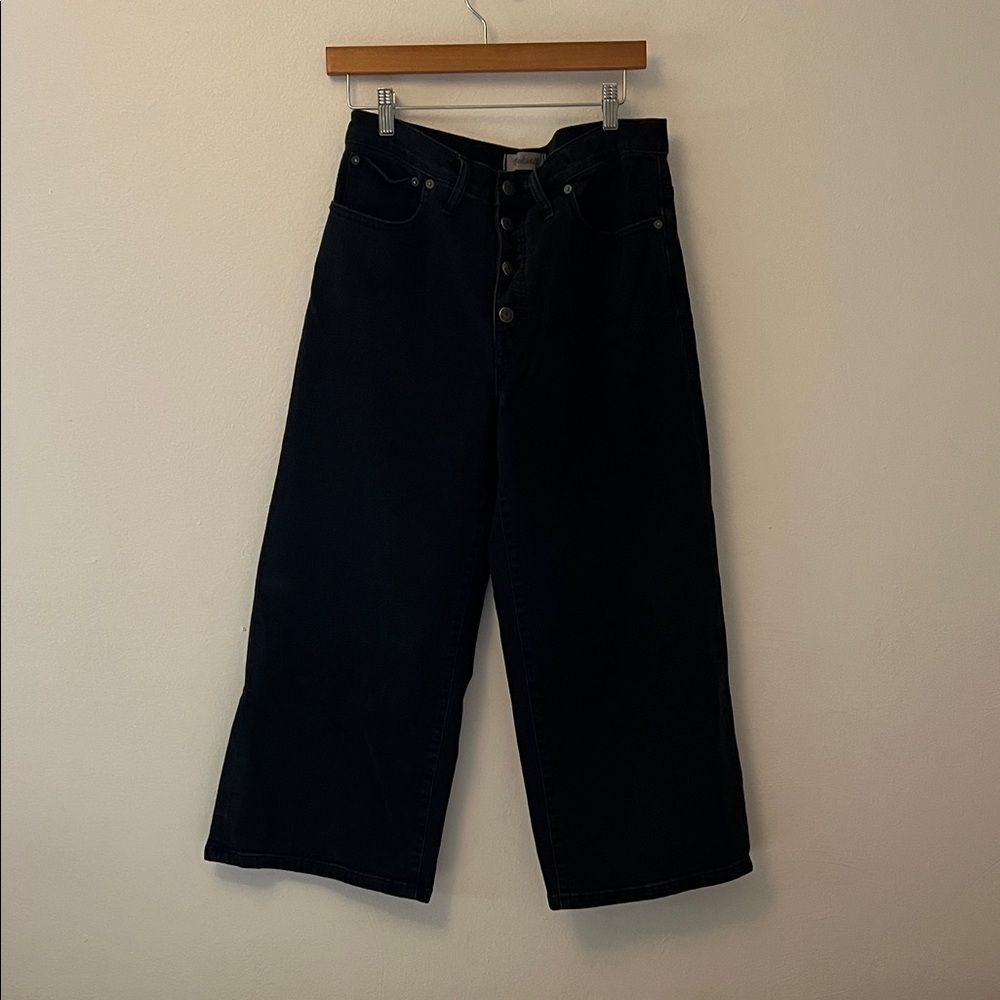 Madewell Black Wide Leg Crop Jeans